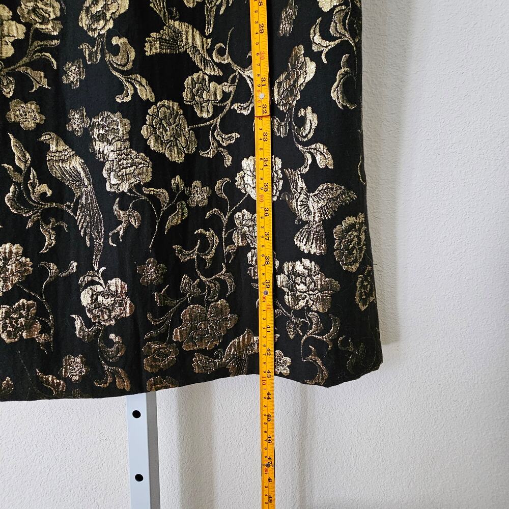 MAEVE Antropologie NWT Black & Gold Slim Jacquard Botanical Mini Dress Sz 14 - Picture 16 of 16